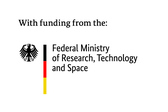 "German Federal Ministry of Research, Technology and Space logo with eagle and vertical black-red-yellow stripe."